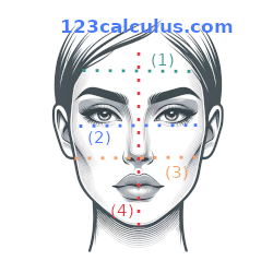 Illustration of measurements to take on the face